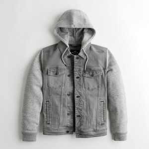 Rare Men's Hollister Jacket Epic Flex Denim Hoodie XL Gray